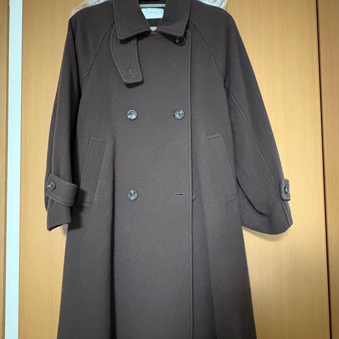 COHINA 2way カラーバック フレアウールコート-short