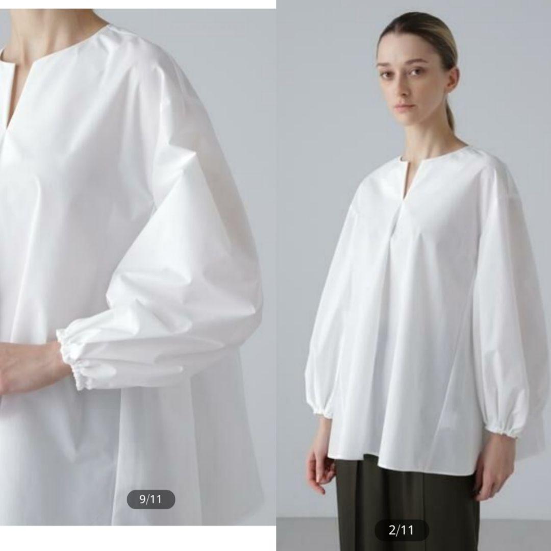 美品●アドーアADORE●ファンクショナルストレッチタックフレアブラウス