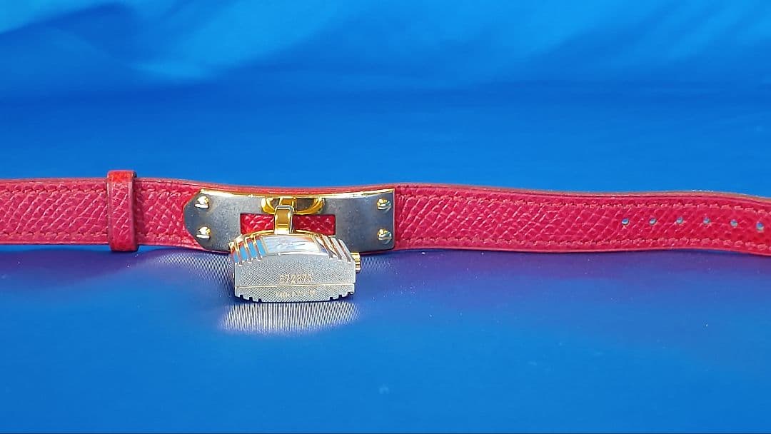 HERMES エルメス ケリーウォッチ ゴールド 赤レザーバンド 可動未確認