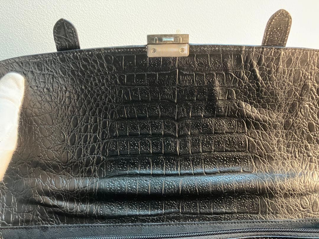 高級 カイマン 美品 ワイド 2way ビジネスバック マットタイプ 本革