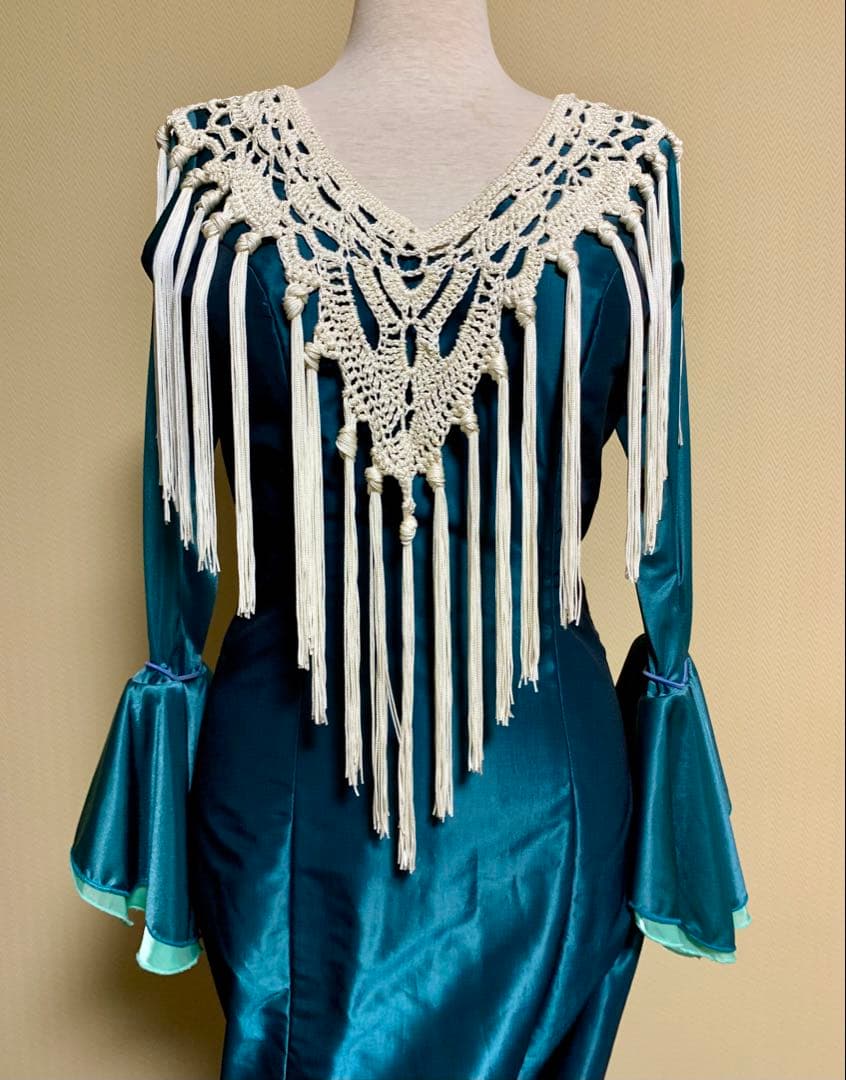 フラメンコ衣装　バタデコーラ ブルーグリーン✖️ターコイズブルー