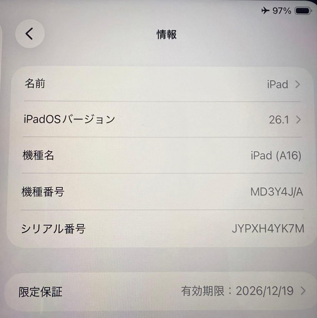 Apple iPad 11インチ(a16)シルバー 本体 充電器付き