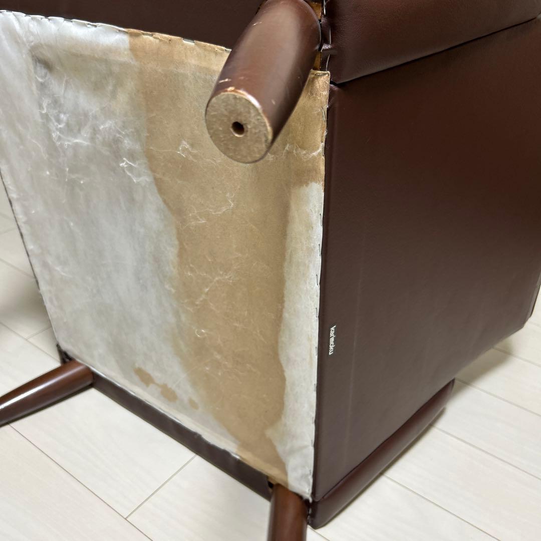 オールドカリモク 1人掛けソファ ロビーチェア 合皮 ブラウン