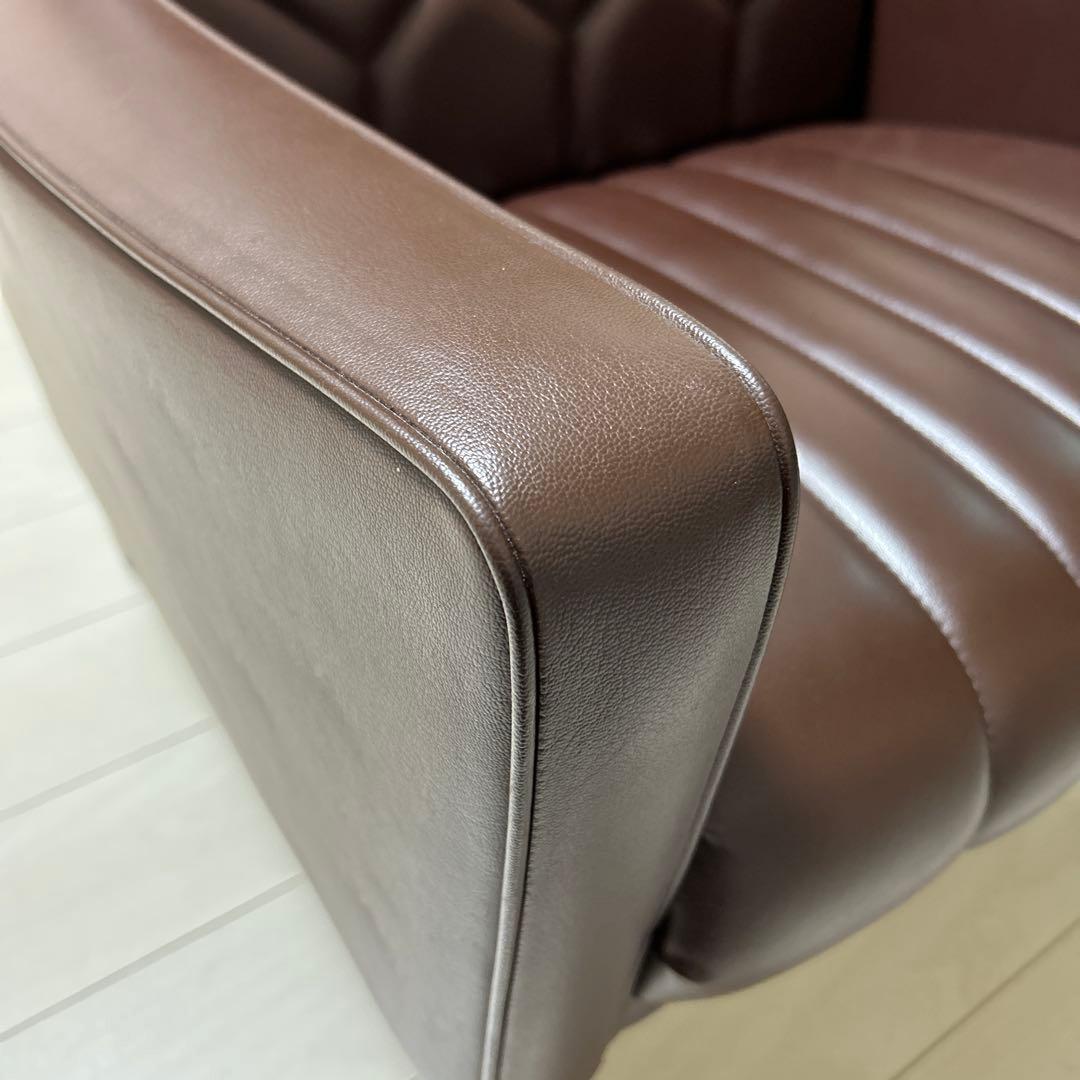 オールドカリモク 1人掛けソファ ロビーチェア 合皮 ブラウン