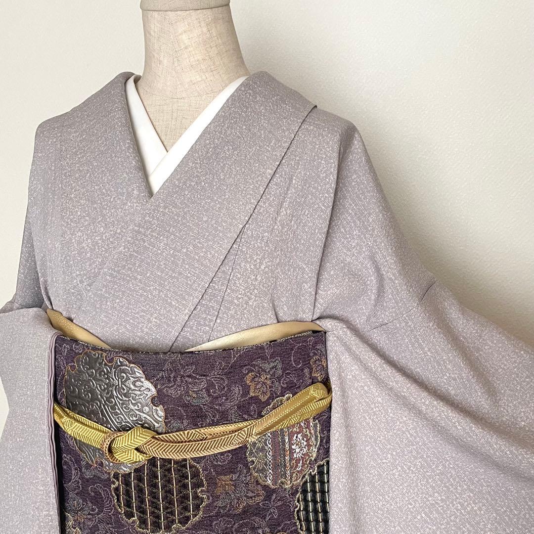 colon様リクエストしつけ付き 黄色色無地 正絹着物 長襦袢 雪輪帯セット