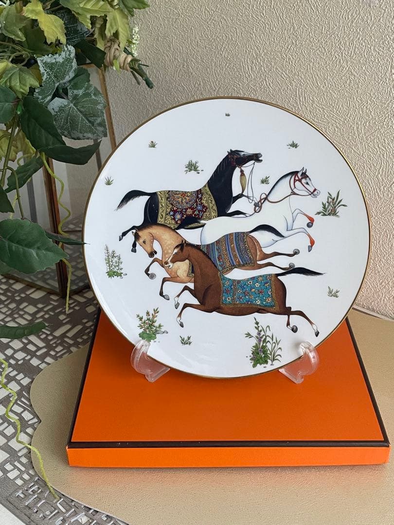 エルメス シュヴァルドリアン プレート 未使用21cm 金彩