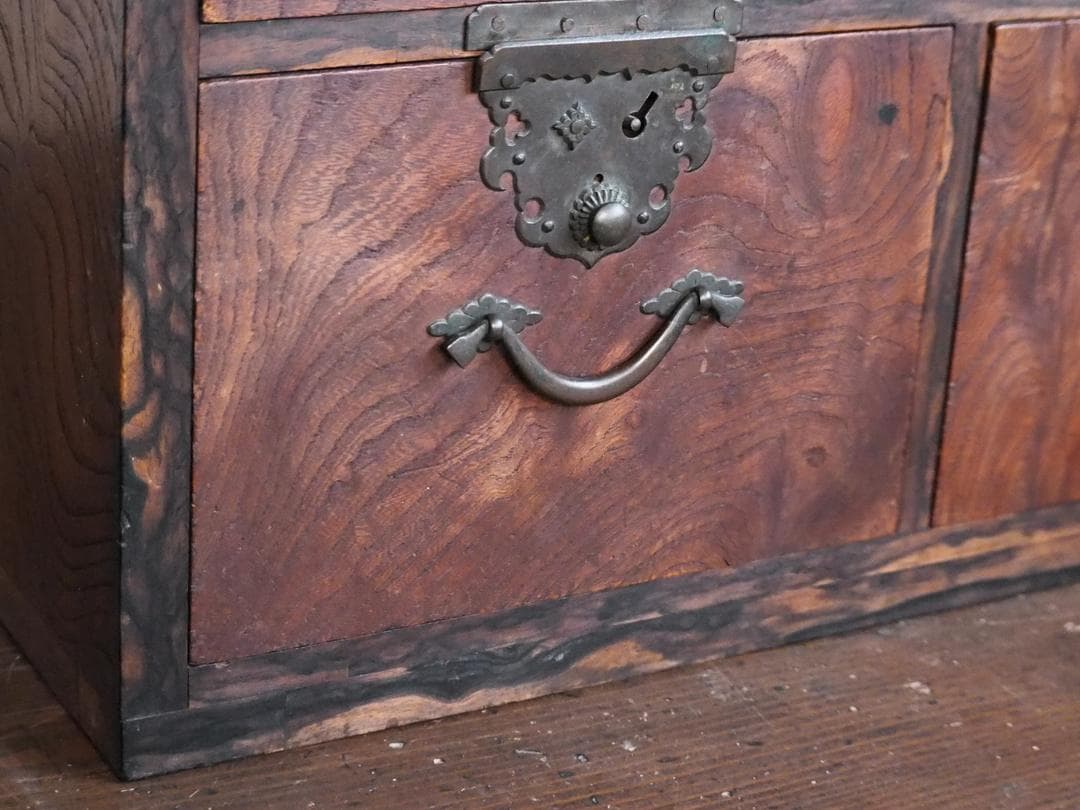 小箪笥 欅 黒柿 小引き出し 小物入れ 骨董 古民家 古家具 民藝