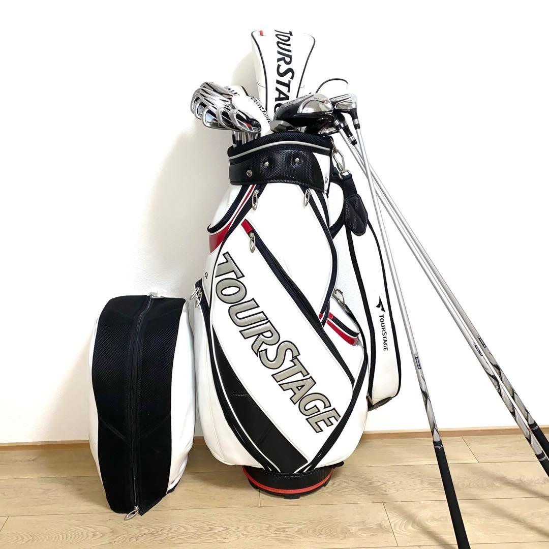 お得☆TOURSTAGEゴルフクラブ フルセット☆メンズ初心者キャディバッグ付S