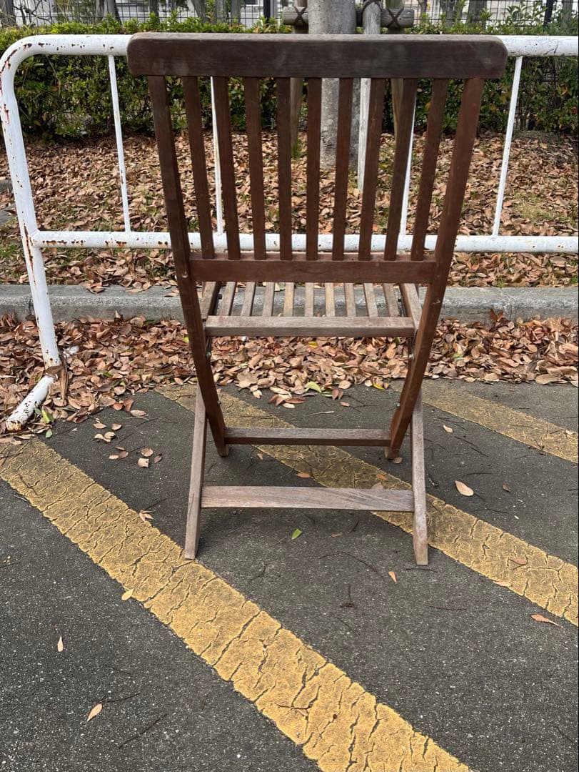 c）ヴィンテージ・ポピュラー折りたたみチェア 木製折りたたみチェア ブラウン