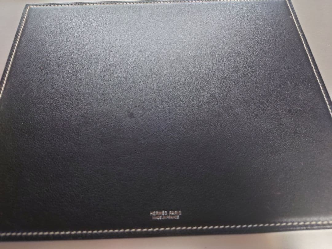 【 HERMES 】エルメス マウスパッド レザー ブラックxブルー