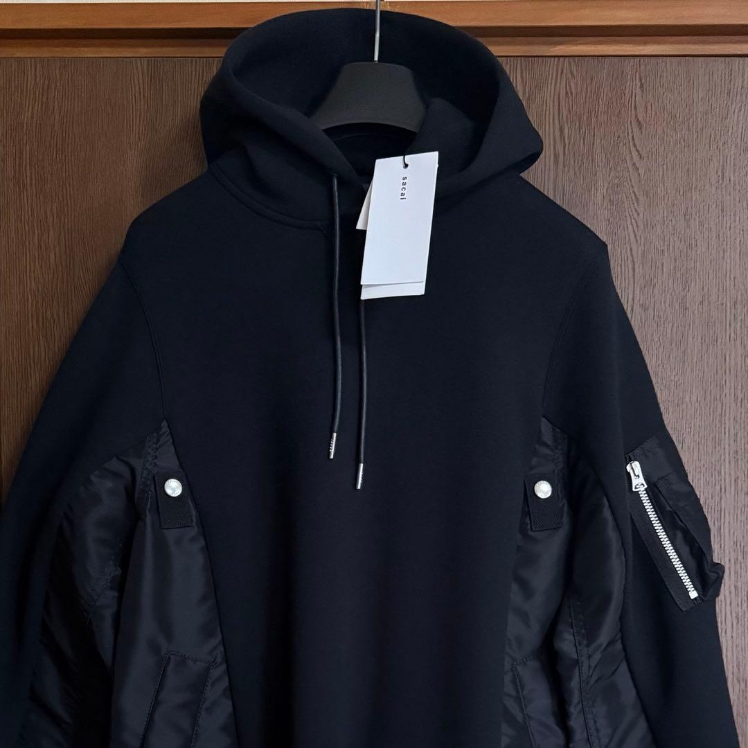 25AW新品 sacai スポンジ スウェット パーカー ドッキング MA-1