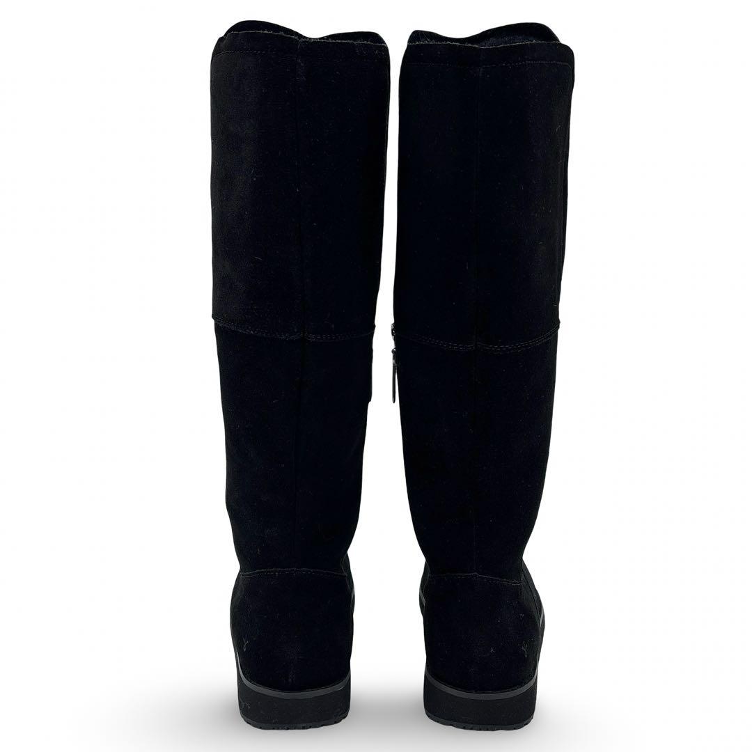 未使用新品】EMU エミュー　ロングブーツ レザー　スエード　中ボア　黒