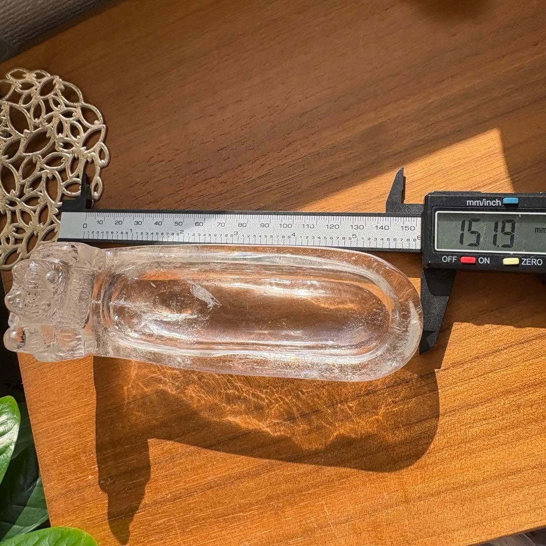 天然石 ブラジル産水晶 招き猫の小物入れ