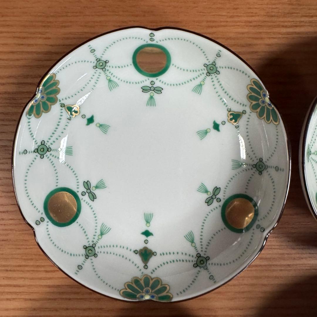 有田焼：賞美堂：其泉窯：錦瓔珞文 小皿（グリーン）6枚セット☆
