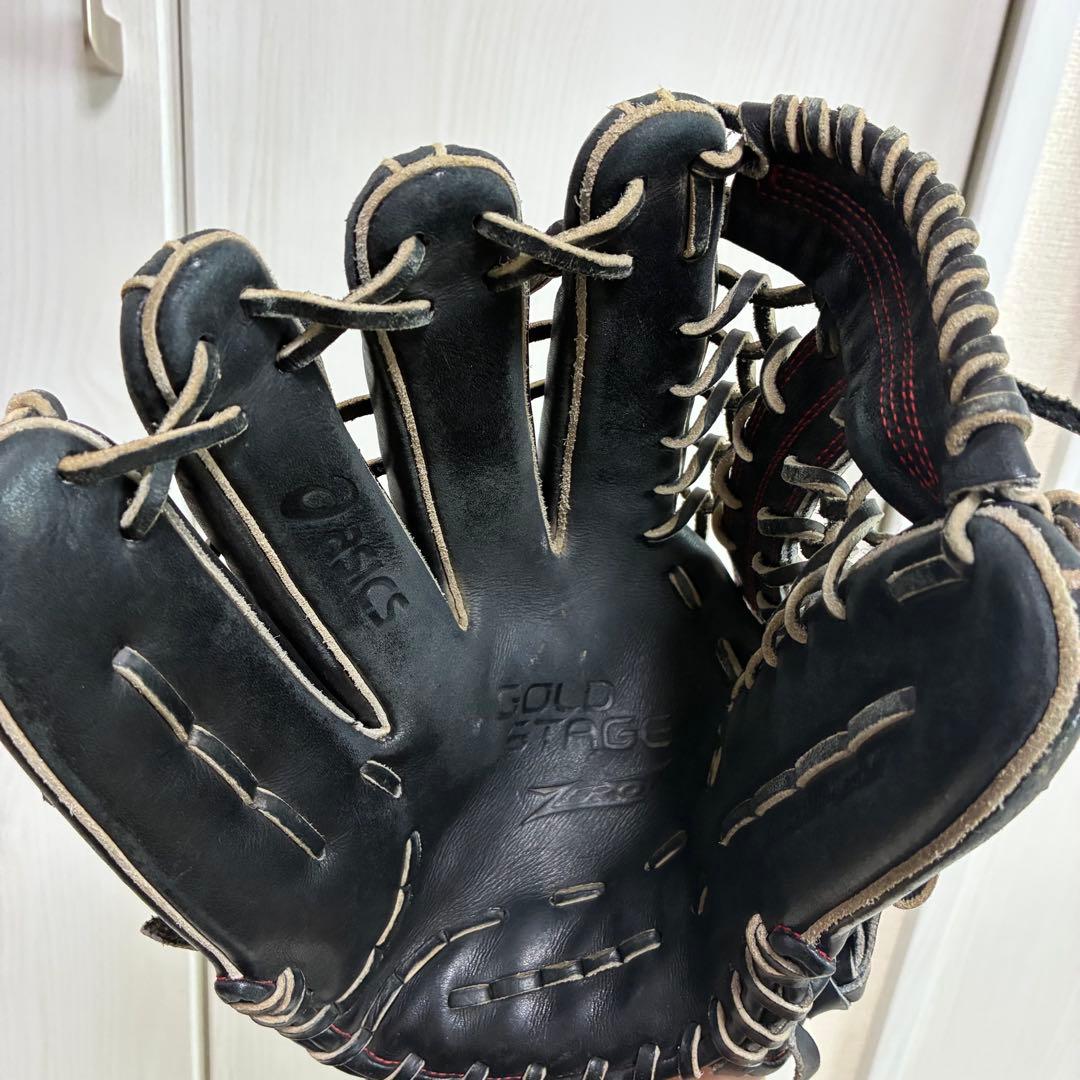 アシックス　グローブ　硬式　外野　左利き　黒