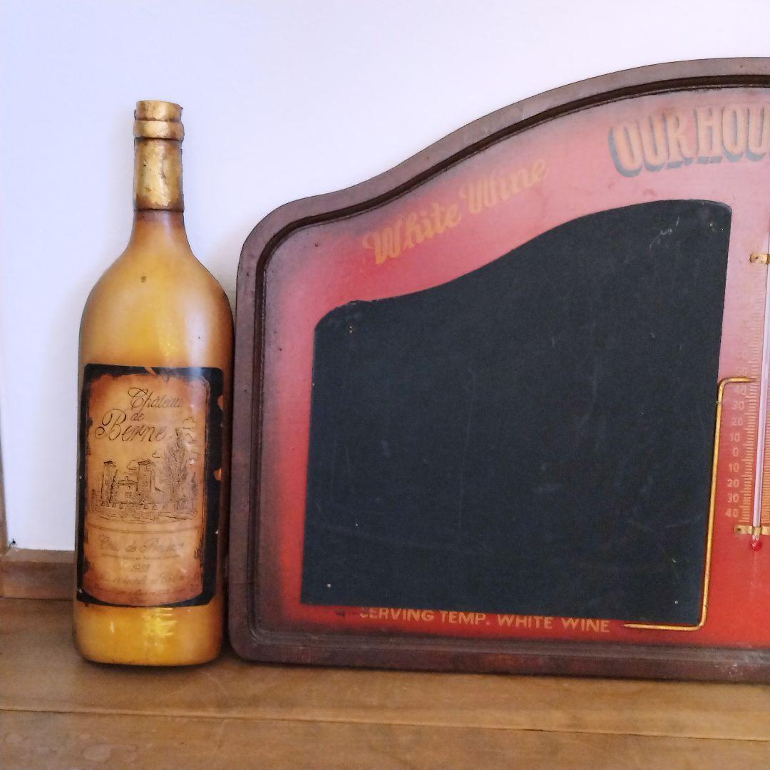 ワイン 木製 パネル 白/赤ワイン 黒板 温度計付き サインボード アンティーク