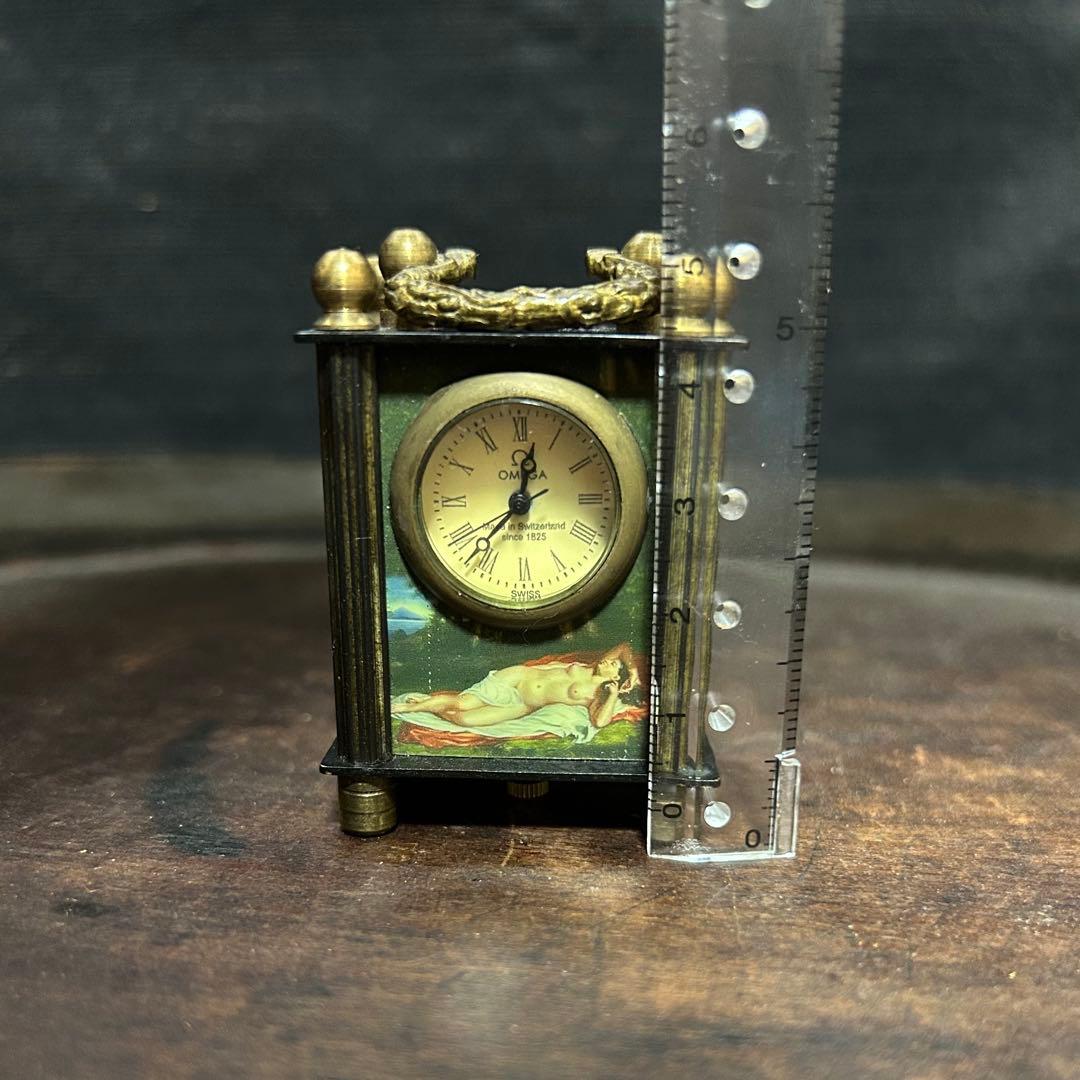 アンティーク　オメガ手巻式　ミニチュア置時計　稼働確認済み