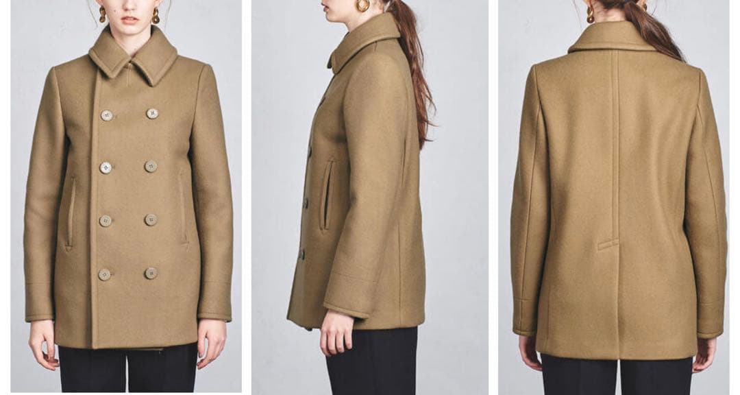 HYKE ハイク メルトンウール ピーコート ダブル アンカーボタン キャメル