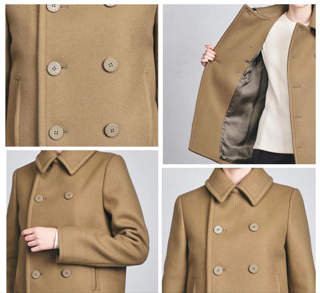 HYKE ハイク メルトンウール ピーコート ダブル アンカーボタン キャメル