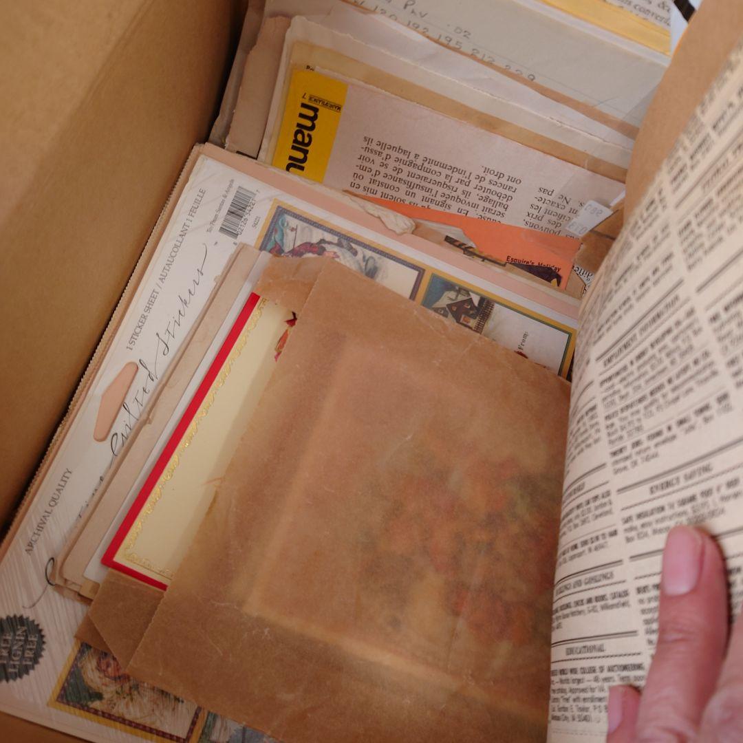 80サイズ/たっぷりephemeral box☆ヴィンテージ海外紙モノ