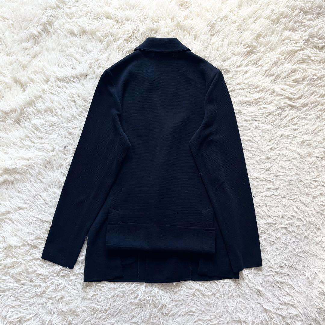 <24ss 極美品>LARDINI ネイビー ダブル ニットジャケットM相当