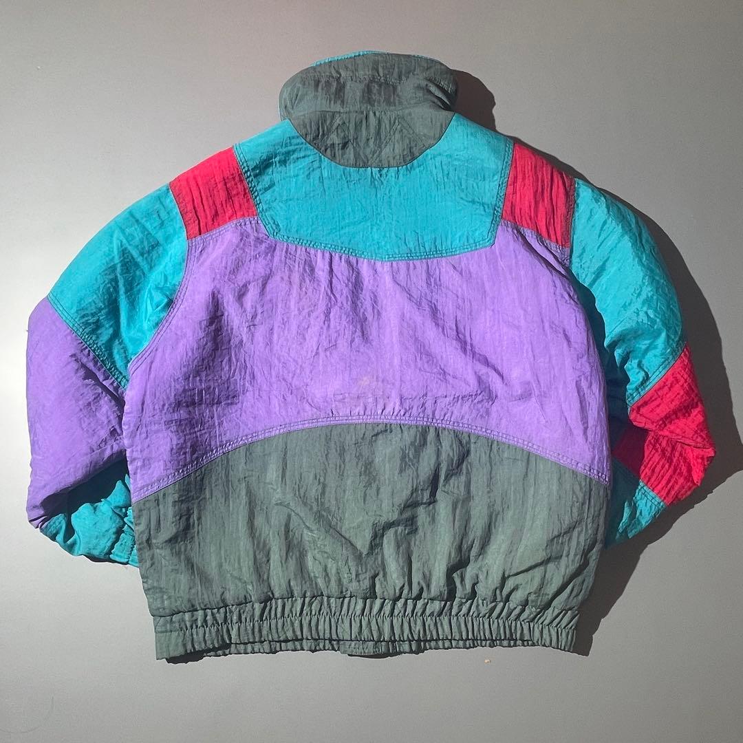 古着 スキーナイロンジャケット 中綿ブルゾン マルチカラー