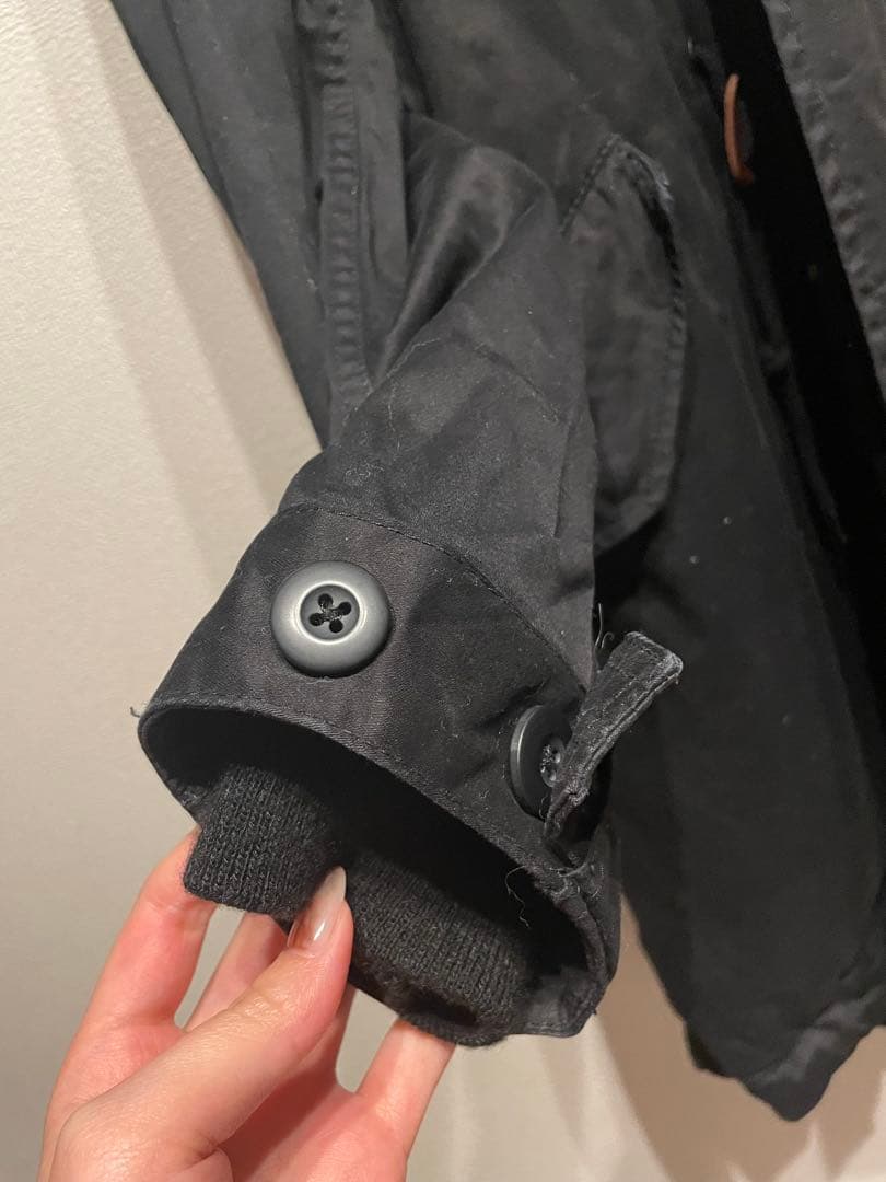 アメリカンラグシー　ファー付きブラックモッズコート