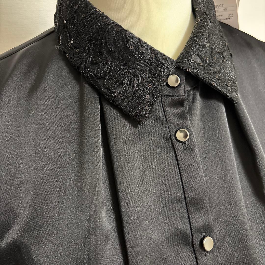 モラビトスペル　黒色ブラウス（襟レース）　タグ付新品未使用　2025冬購入品