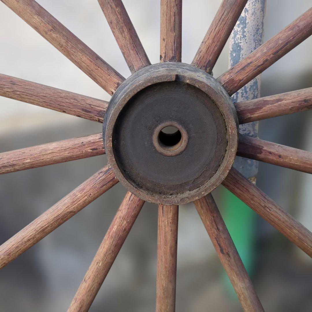 骨董　車輪　大八車　オブジェ　ガーデニング　木製　鉄　大型