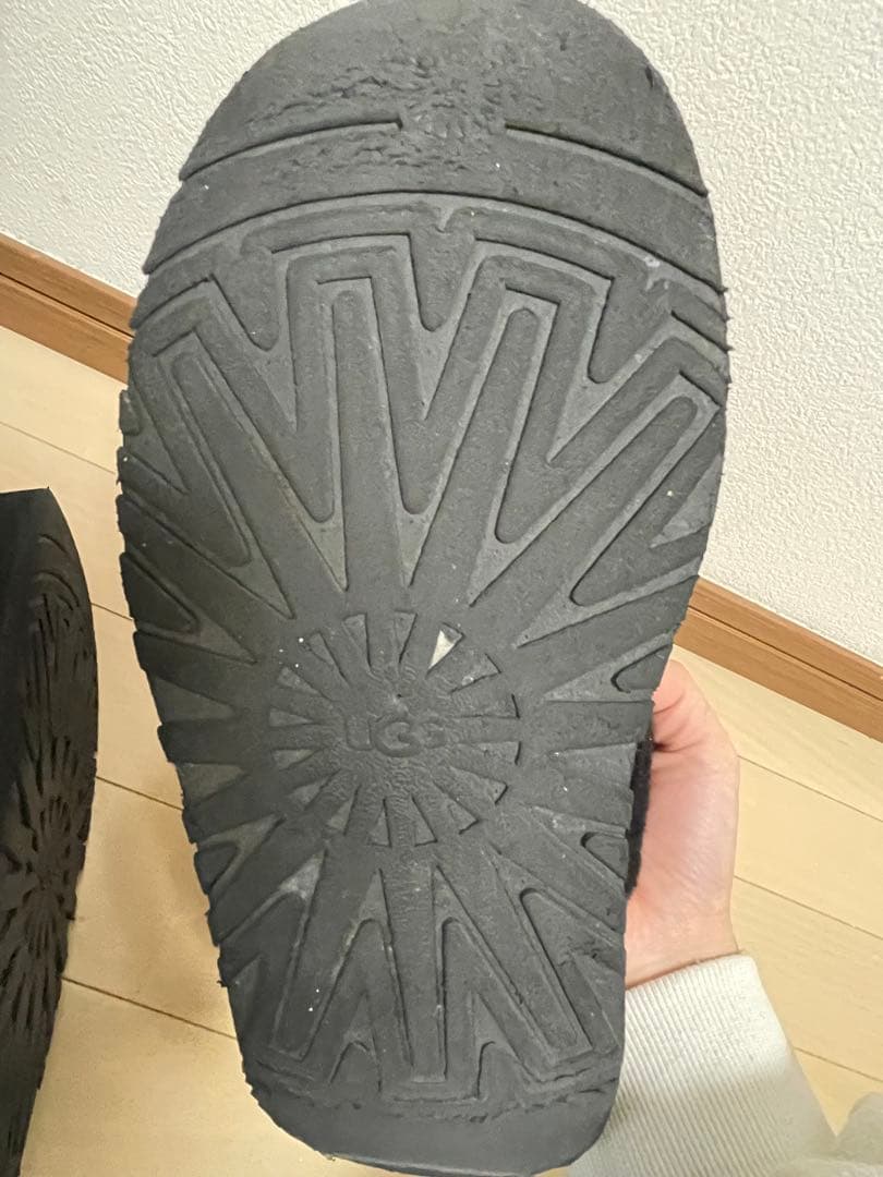 UGG ファンケット　24cm 黒　厚底　ムートン　サンダル　スリッポン