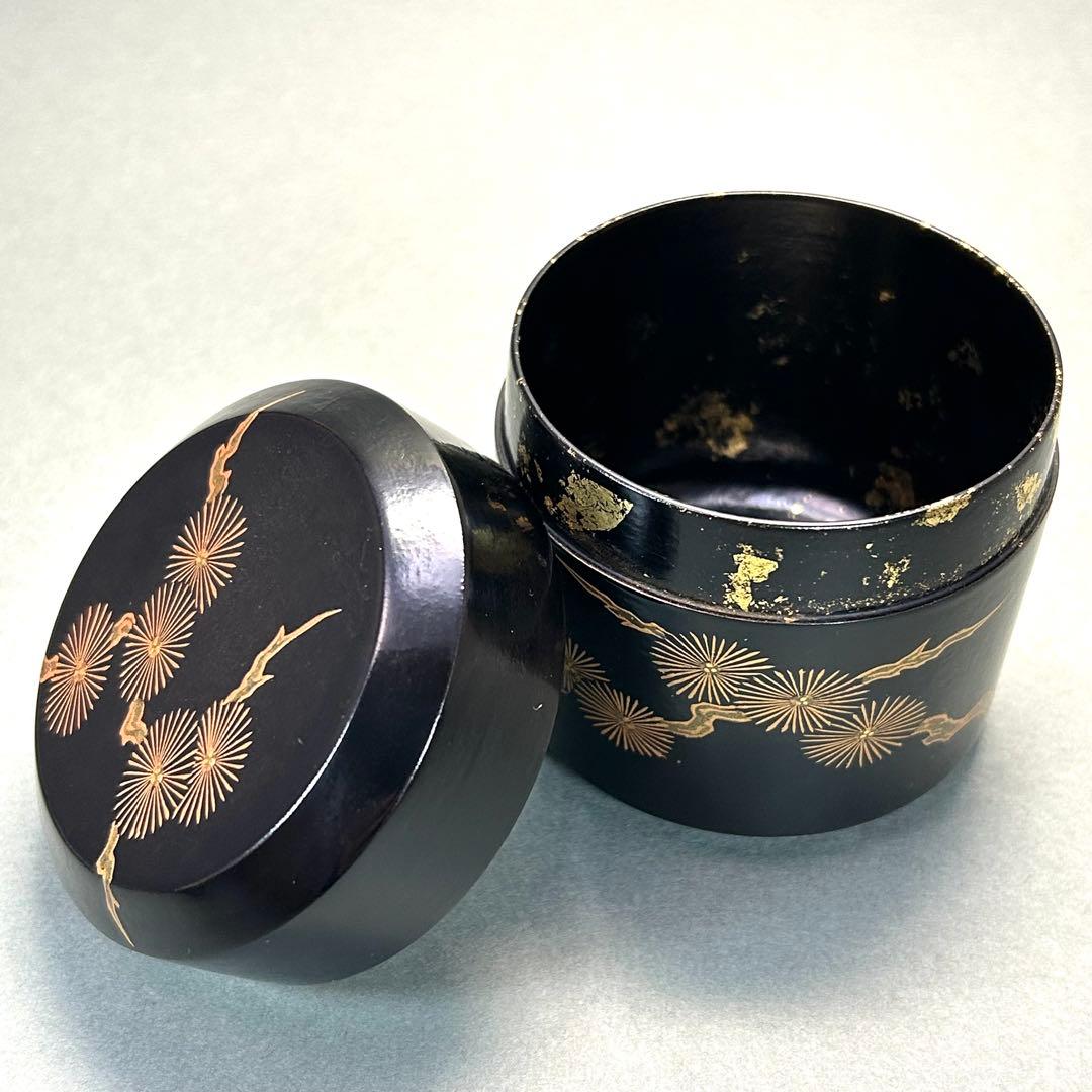 棗　『石井隆鳳　内金砂子　唐松蒔絵』　即中斎好　雪吹　お茶道具　共箱　工芸品