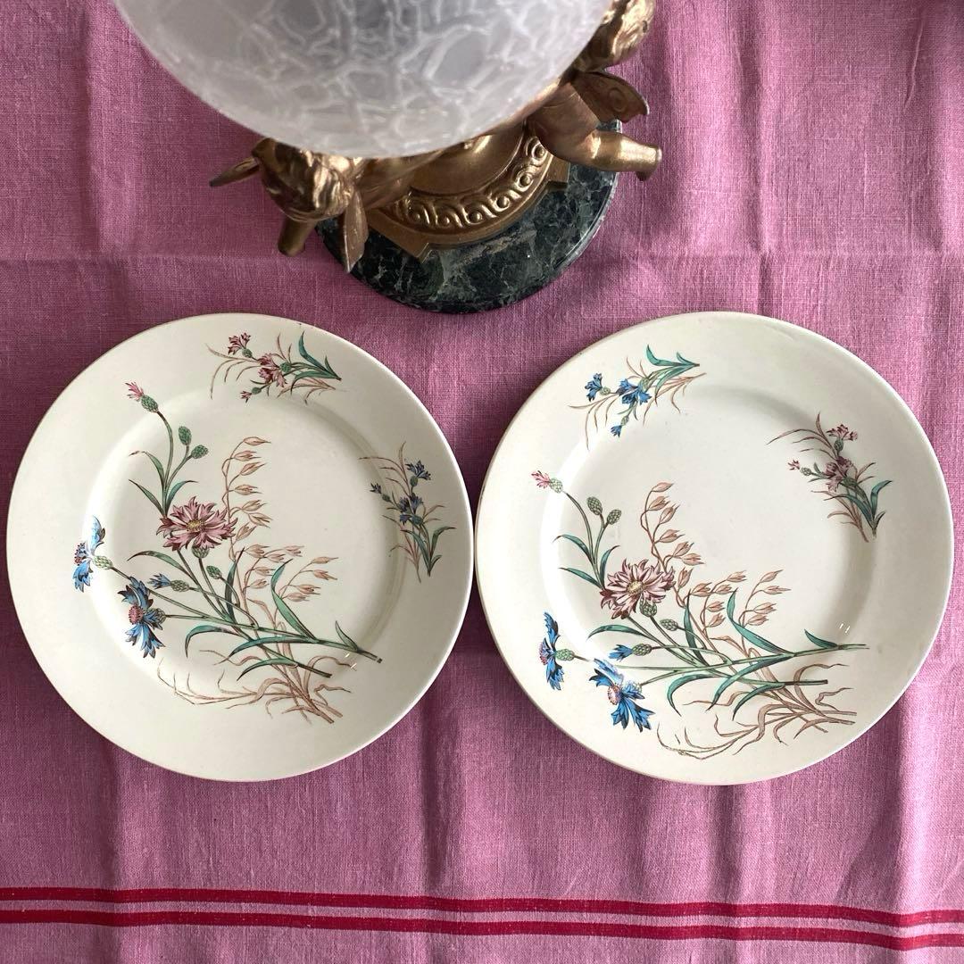 フランスアンティーク　LunevilleリュネヴィルBLEUET　矢車菊皿【B】