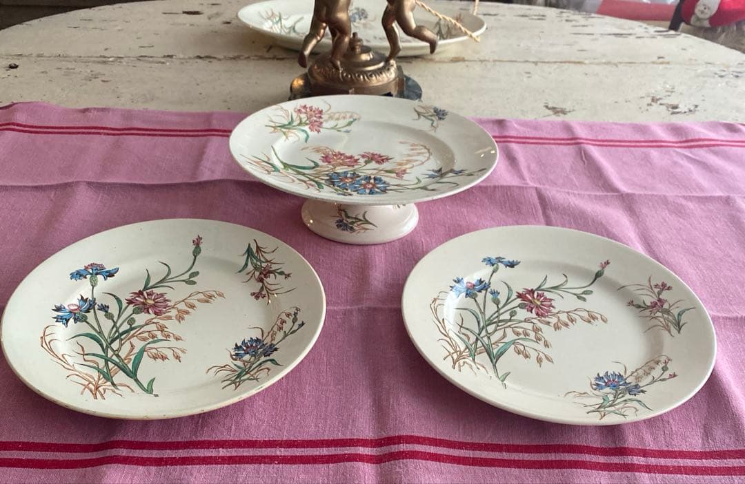 フランスアンティーク　LunevilleリュネヴィルBLEUET　矢車菊皿【B】