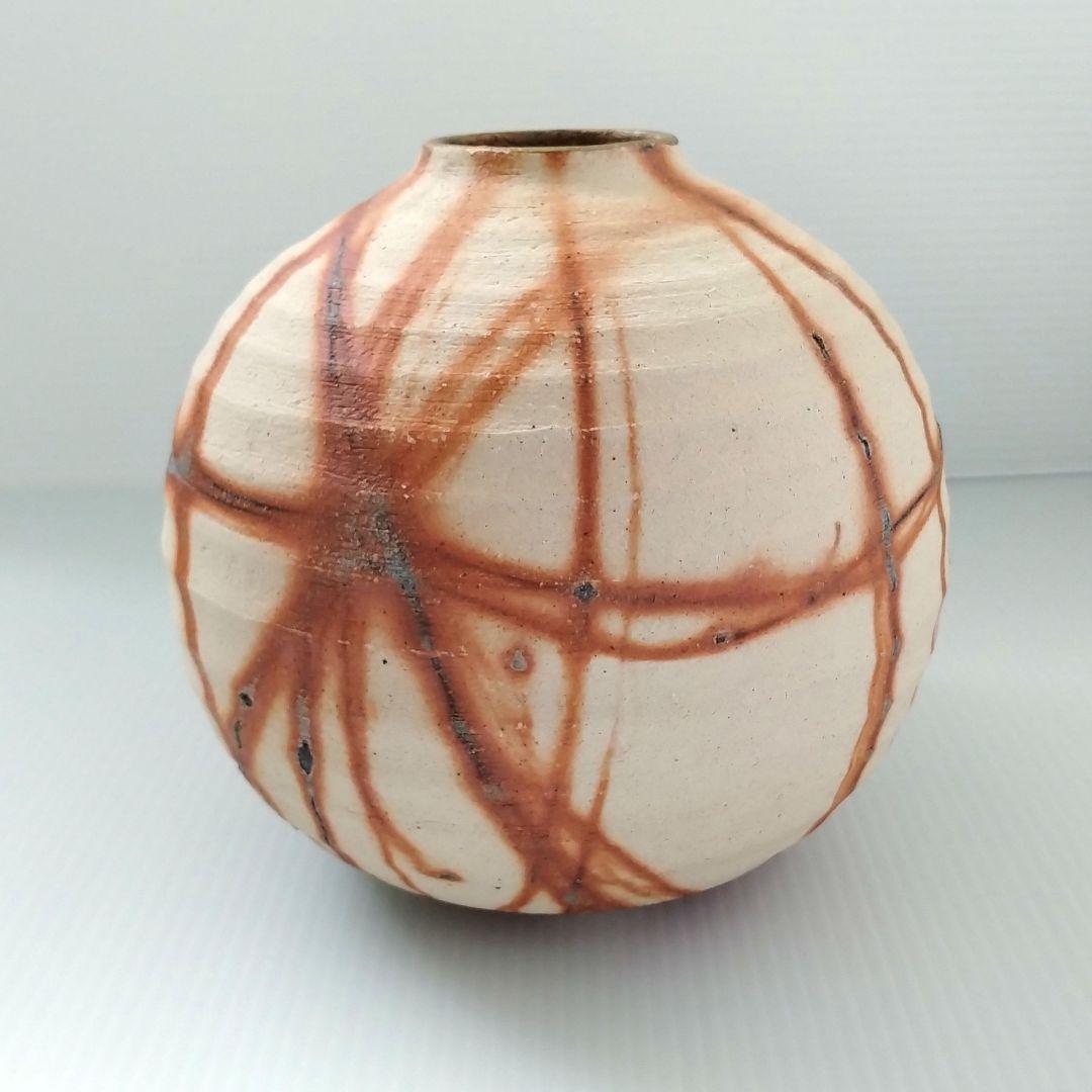 備前焼 緋襷 ヒダスキ 花器 壺型 たち吉 謹製 フラワーベース 花瓶 花入