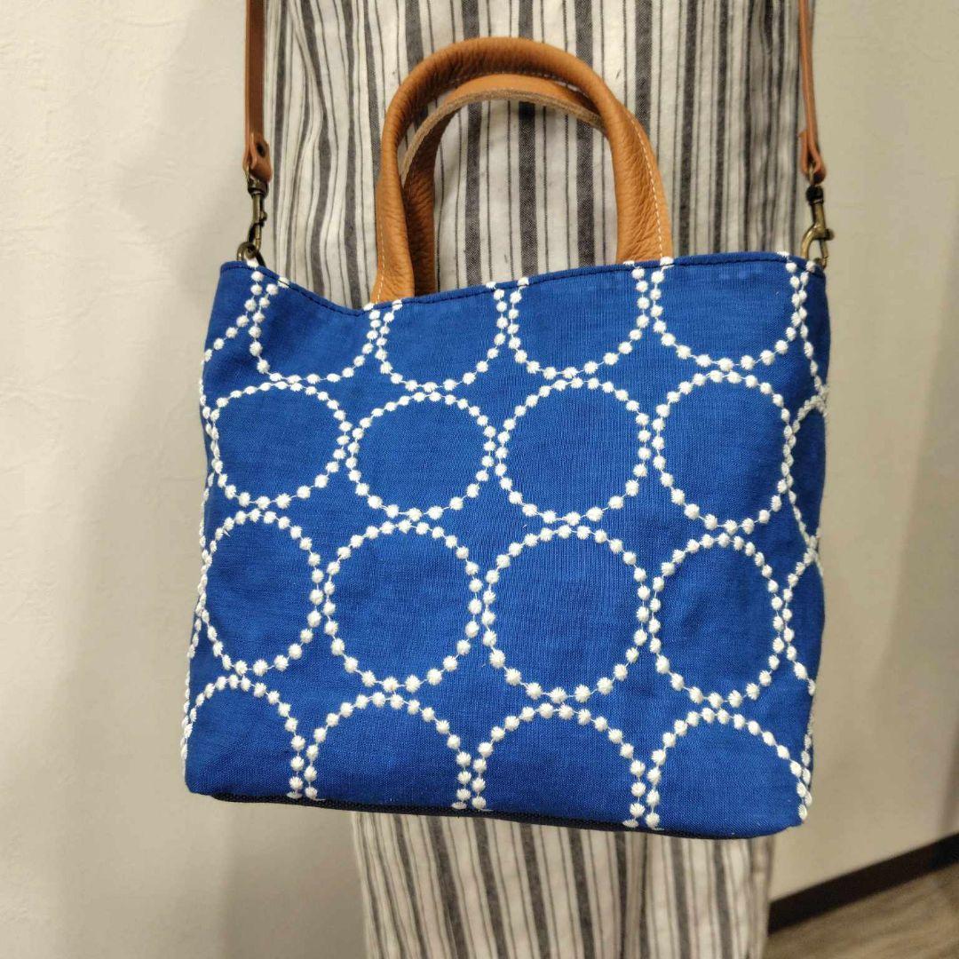 ミナペルホネン /2025tambourineタンバリンブルーしきりトートSサイ