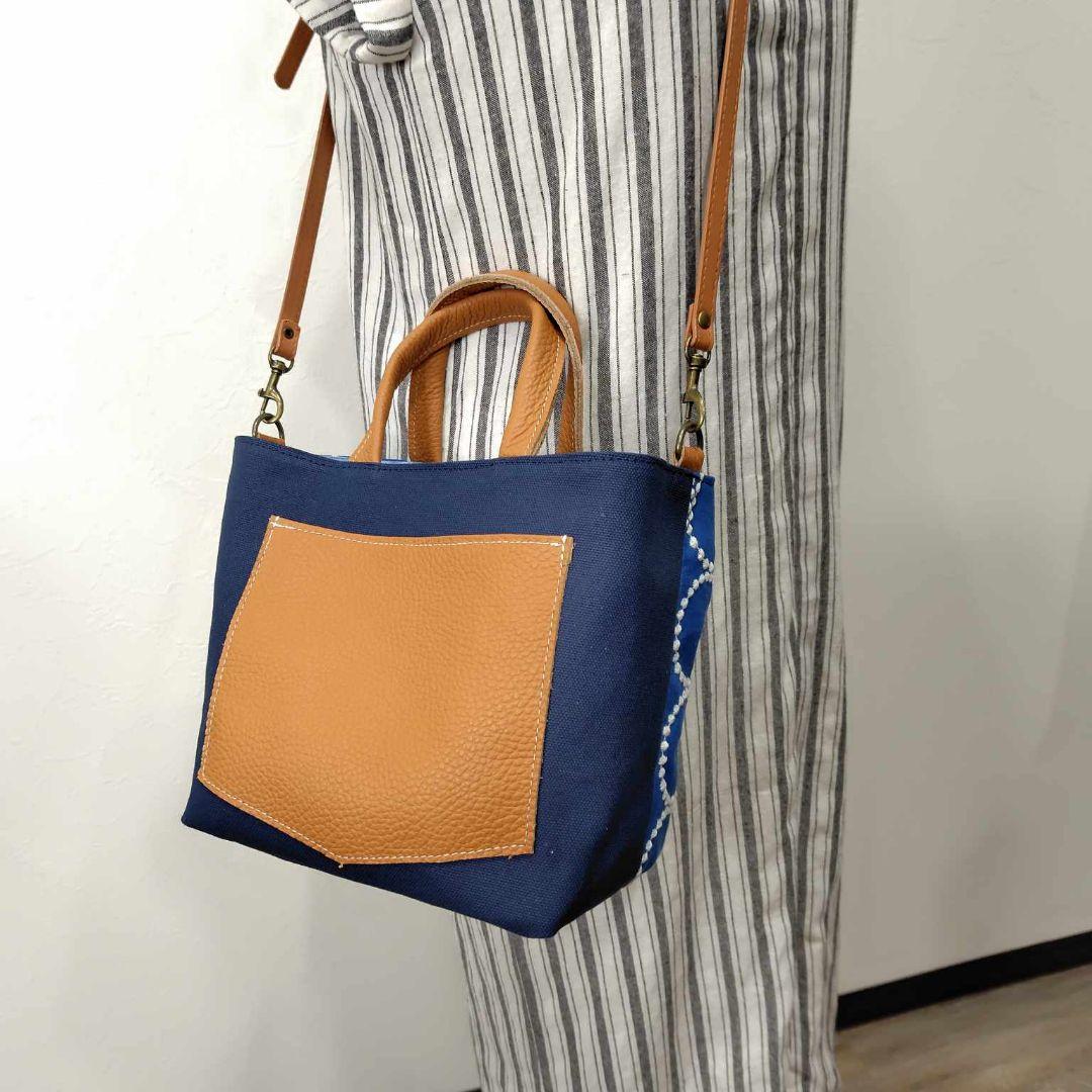 ミナペルホネン /2025tambourineタンバリンブルーしきりトートSサイ