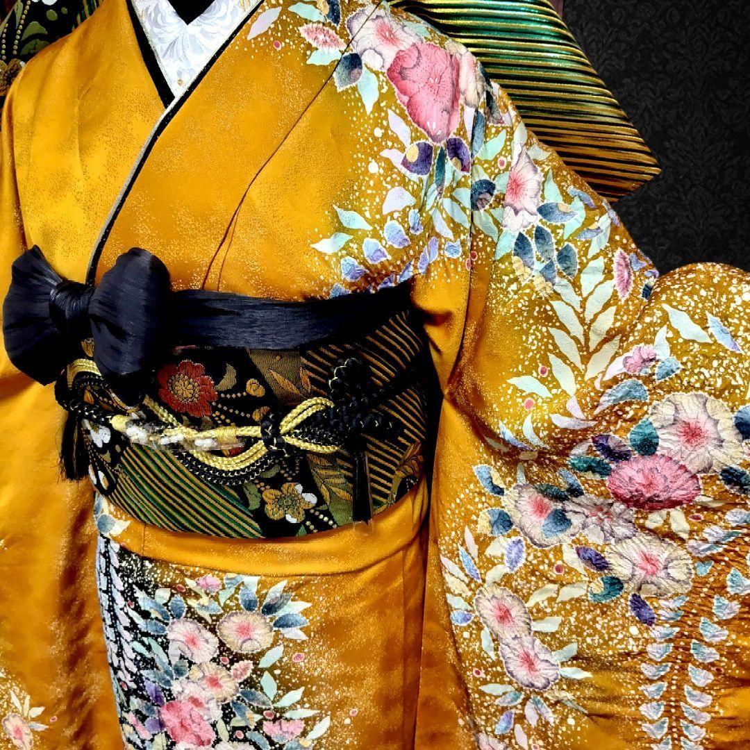 振袖フルセット(7点)・成人式・辻ヶ花・落款あり・翠山工房・花絞り・高級手縫い