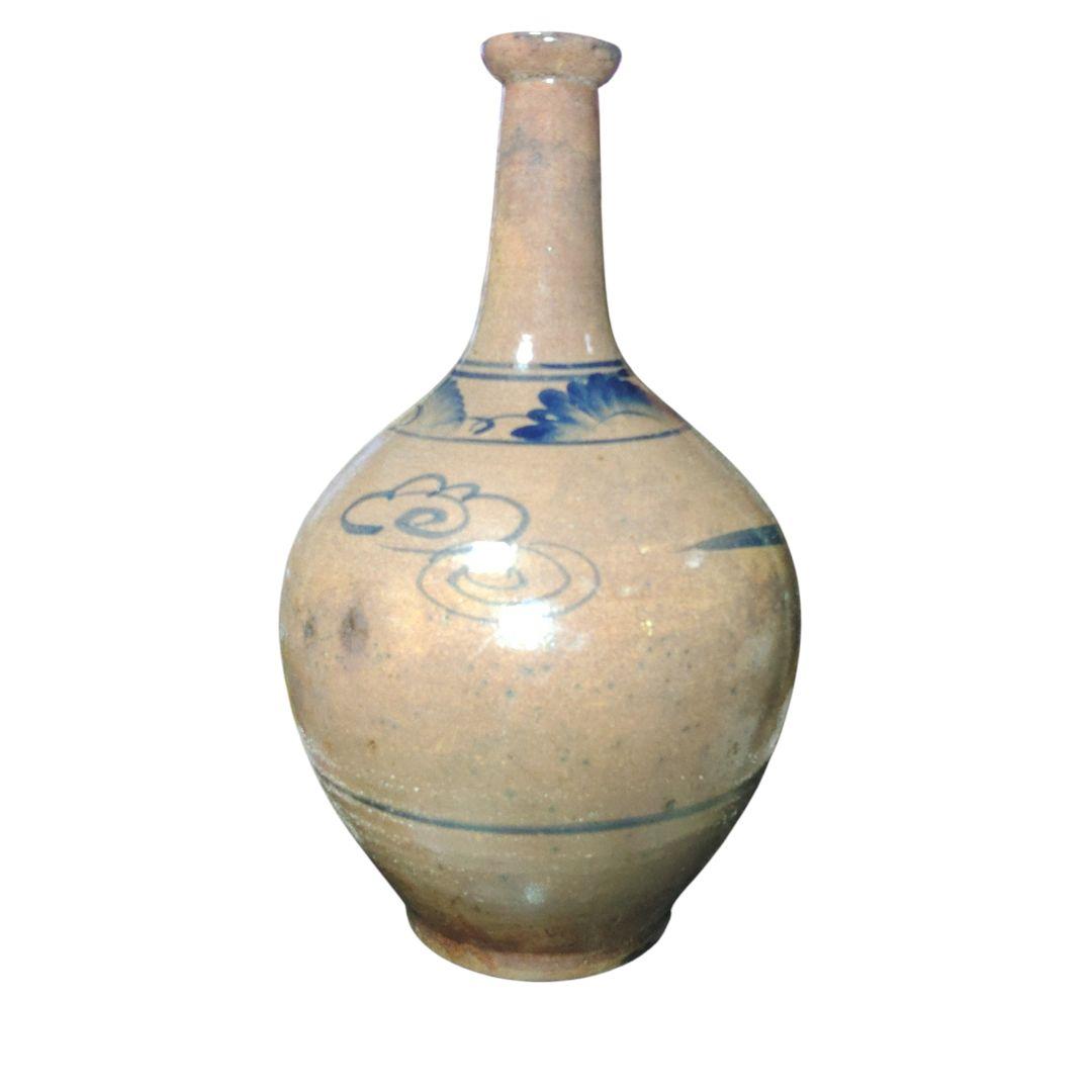 古伊万里波佐見系　飴釉笹徳利　花瓶　酒器