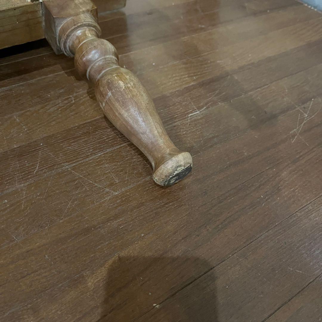 【アンティーク】木製 引出し付 ろくろ足 文机 ローテーブル 座卓 古家具