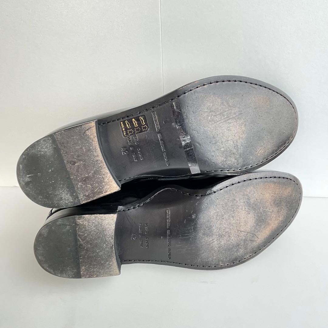 DIESEL BLACK GOLD エナメル レザー ローファー 靴 黒 27