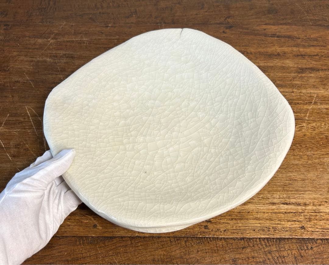 鯉江良二 Ryoji Koie 「良」 「1983」 白磁 皿 三足 本物保証