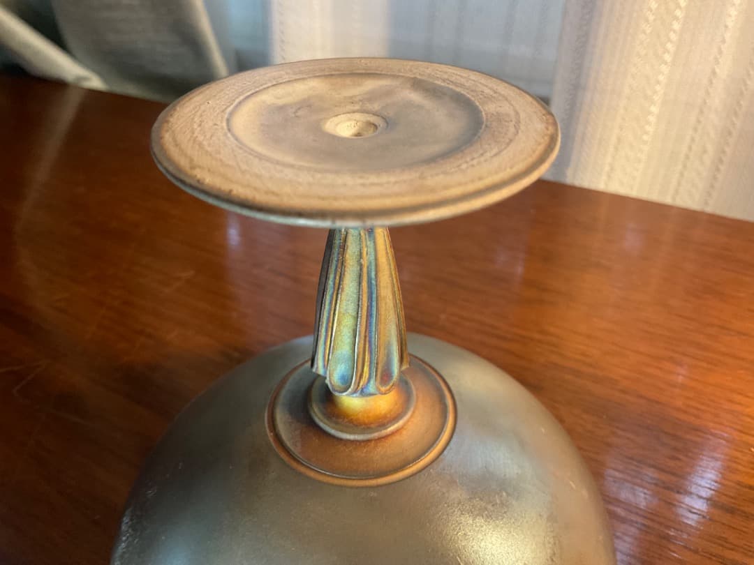 伊藤剛俊　銀箔押しのような脚付杯　洗練された形、美しいデザイン　未使用