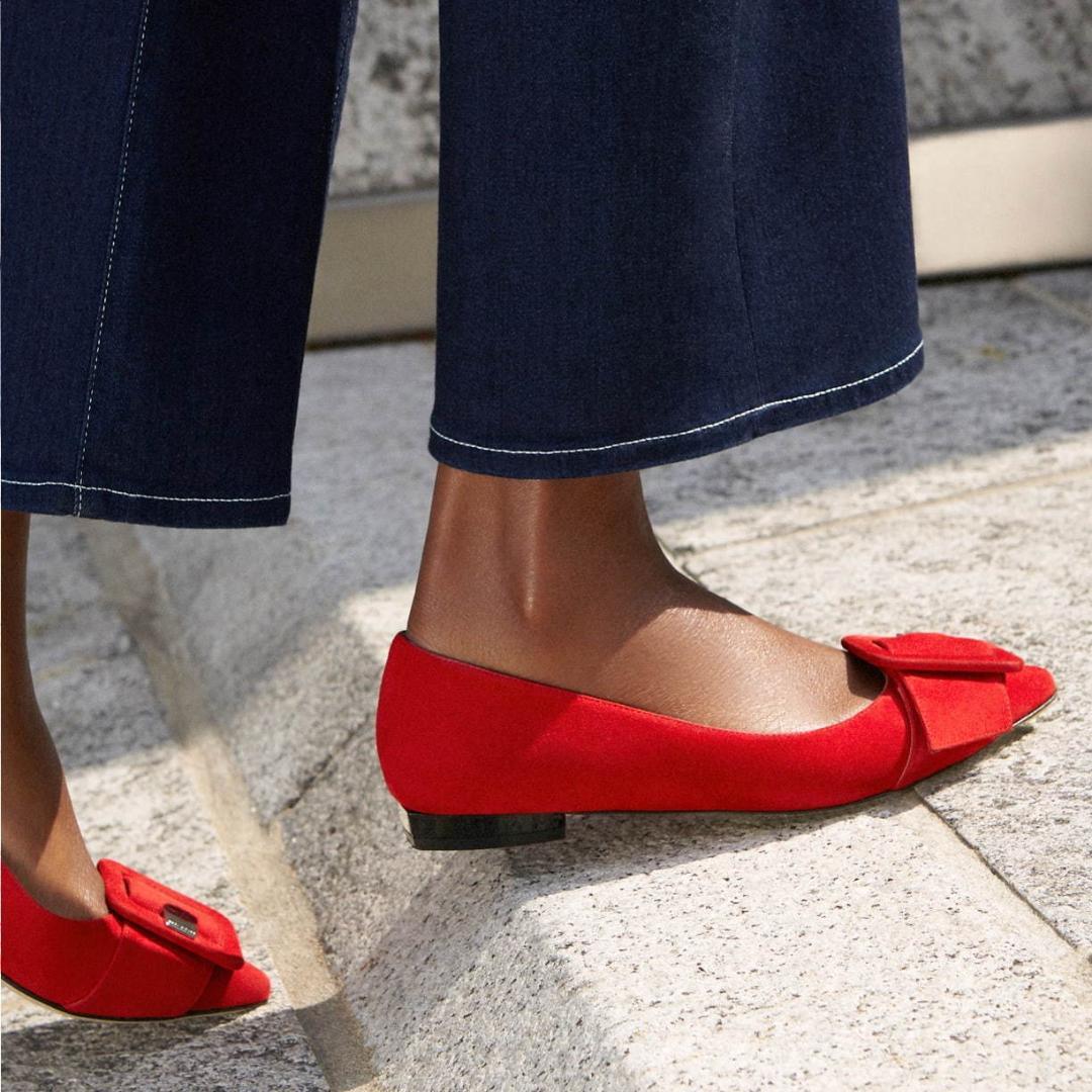 【美品】セルジオロッシ sr MILANO MIA フラットシューズ 36 赤