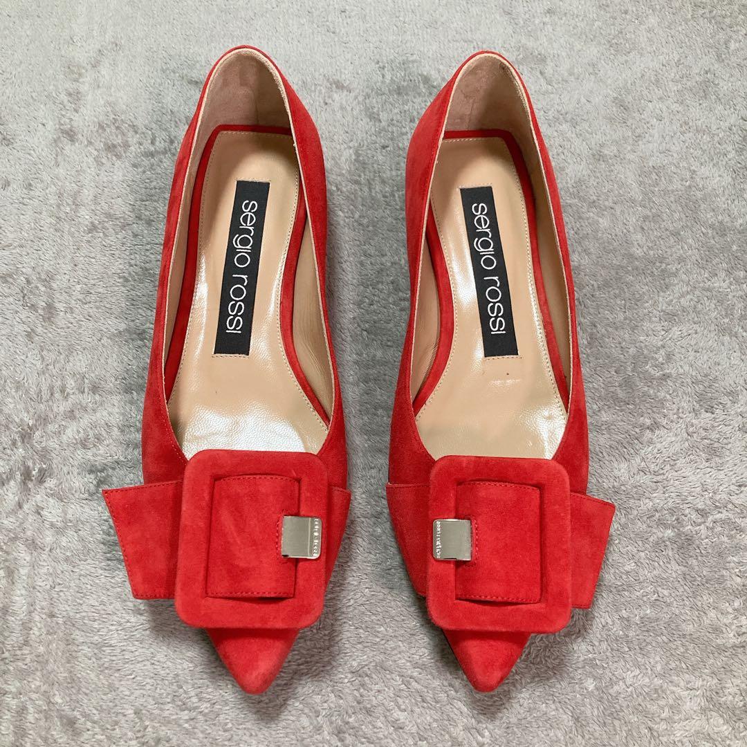 【美品】セルジオロッシ sr MILANO MIA フラットシューズ 36 赤