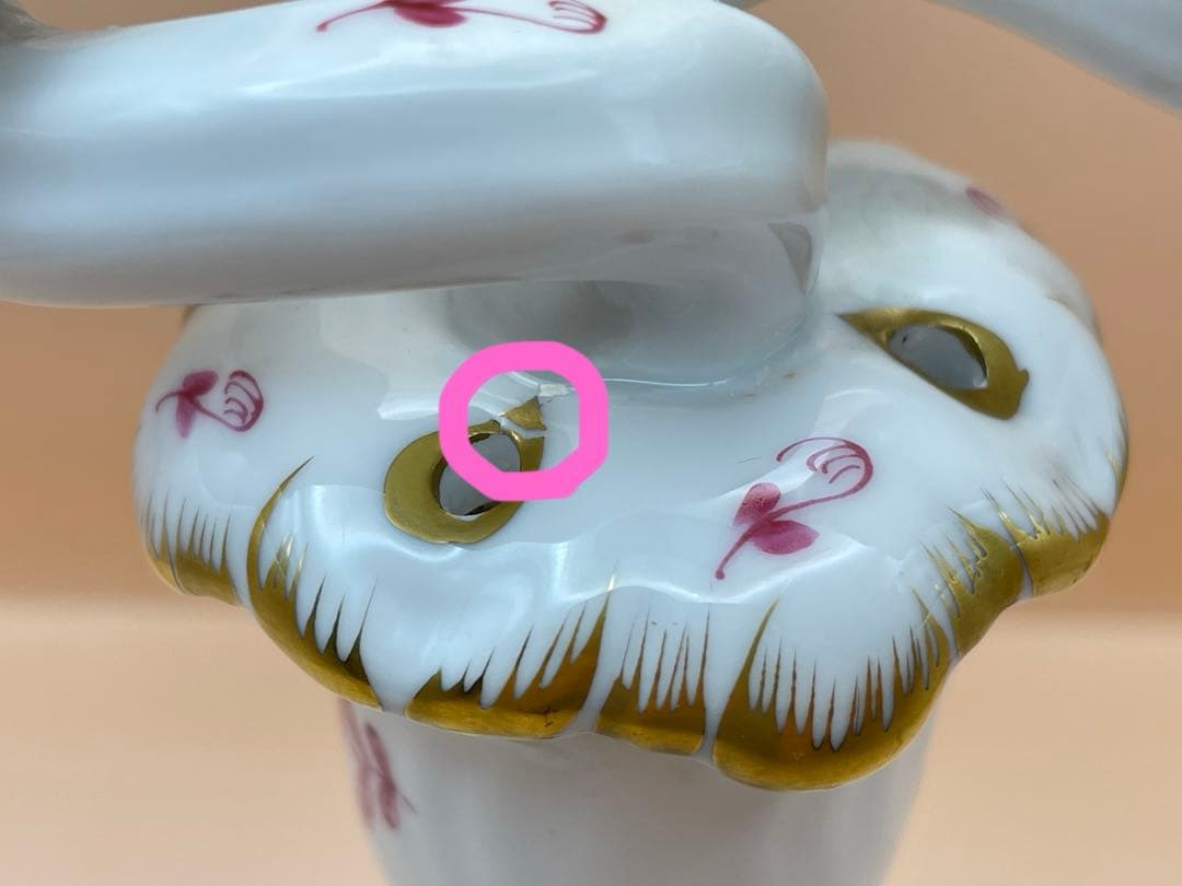 ヘレンドアポニーピンクのキャンドルホルダー