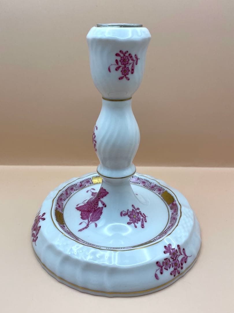 ヘレンドアポニーピンクのキャンドルホルダー