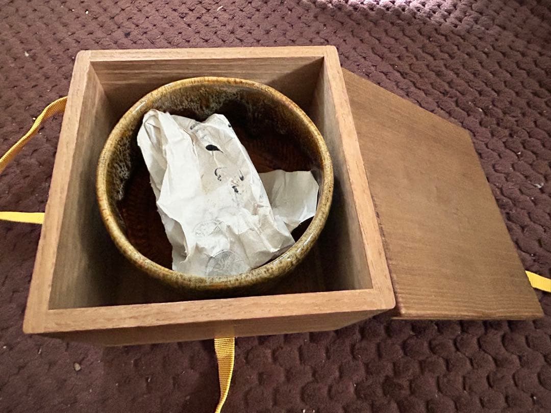 楽茶碗　大樋焼　茶道具　飴釉　讃あり　楽印