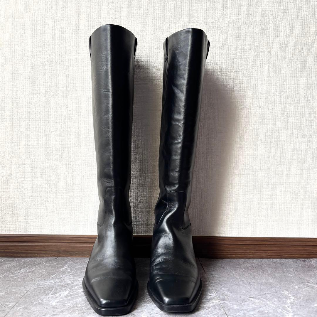ネブローニ レザー ロングブーツ 37 ブラック NEBULONI E. 本革