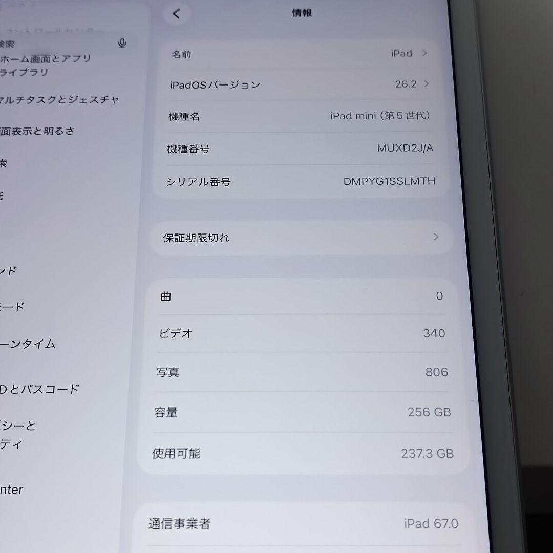 (美品) iPad Mini 第5世代 WiFi Simフリー 256GB