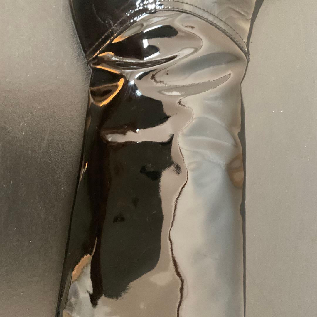 専用CHANEL ブラック パテントレザー ロングブーツ３７(23、5〜24cm